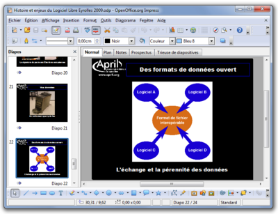 Capture d'écran de OpenOffice.org Impress sous Windows 7