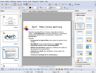 Capture d'écran de LibreOffice Impress