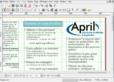 Capture d'écran de Scribus sous Windows 7