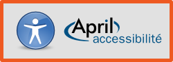 Logo rectangulaire du groupe de travail April accessibilité et logiciels libres au format PNG‎, 11ko