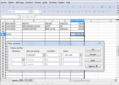 Capture d'écran de LibreOffice Calc sous windows 7