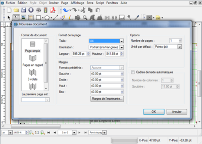 Capture d'écran de Scribus sous Windows 7