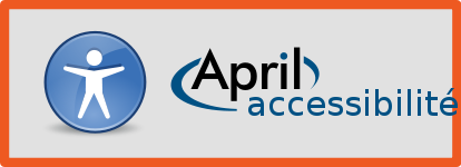 Logo rectangulaire du groupe de travail April accessibilité et logiciels libres au format SVG, 29ko