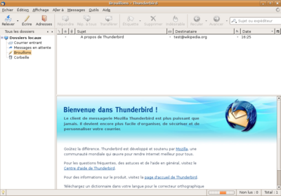 Capture d'écran de Thunderbird (source : http://commons.wikimedia.org/wiki/File:Mozilla-thunderbird-2.0-fr.png)
