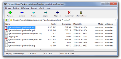 Capture d'écran de 7Zip sous Windows 7