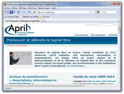 Capture d'écran de Mozilla Firefox sous Windows 7